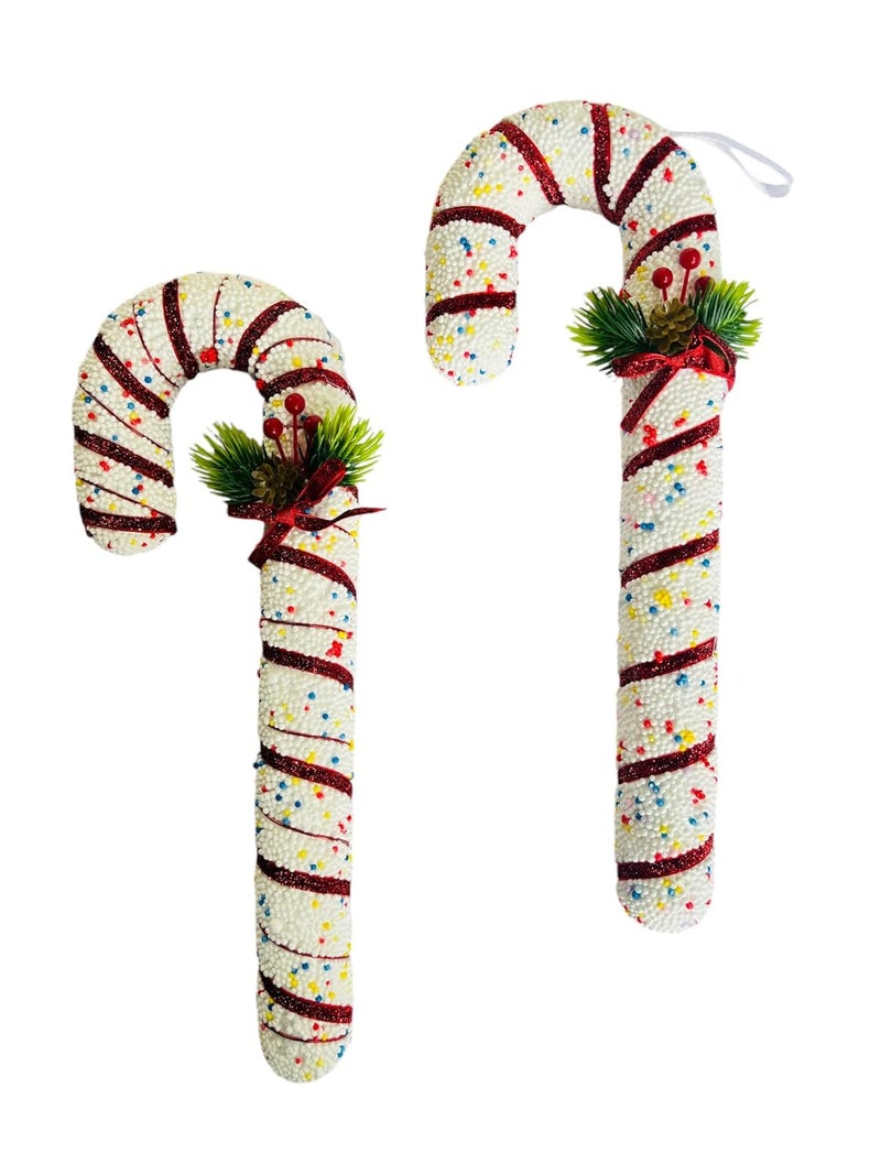 Partysanthe PS 2pcs Candy Cane Christmas Decorations Christmas Candy Cane Hanging Ornaments Christmas Tree Decorations for Home Indoor Outdoor Red and White Pack of 2pcs - Image 2