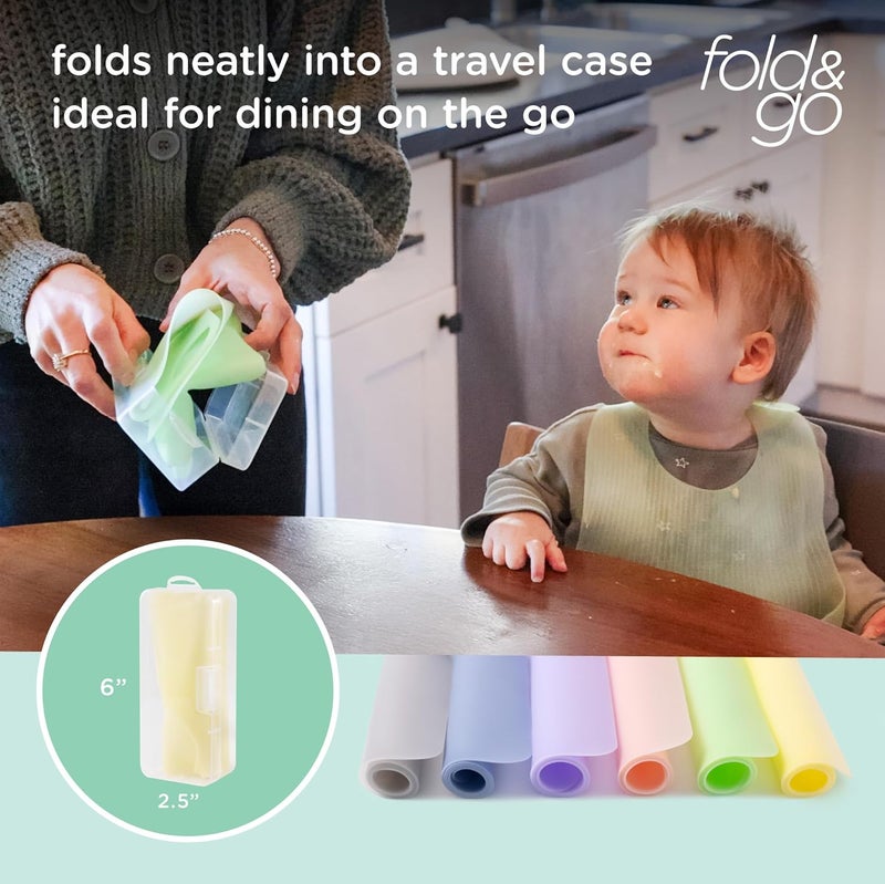 Olababy Fold N Go Silicone Placemat w Travel Case  Dishwasher Safe BPA Free NonSlip Waterproof  Mini Dining Mat for Infants Babies Toddlers and Kids 1 Kiwi - Image 4