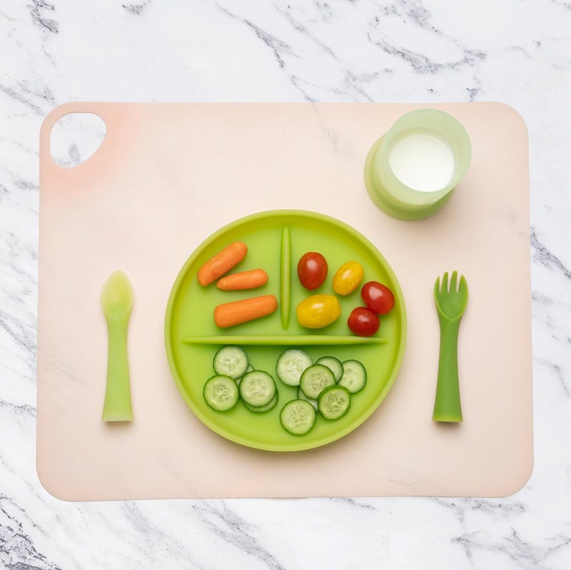 Olababy Fold N Go Silicone Placemat w Travel Case  Dishwasher Safe BPA Free NonSlip Waterproof  Mini Dining Mat for Infants Babies Toddlers and Kids 1 Kiwi - Image 2
