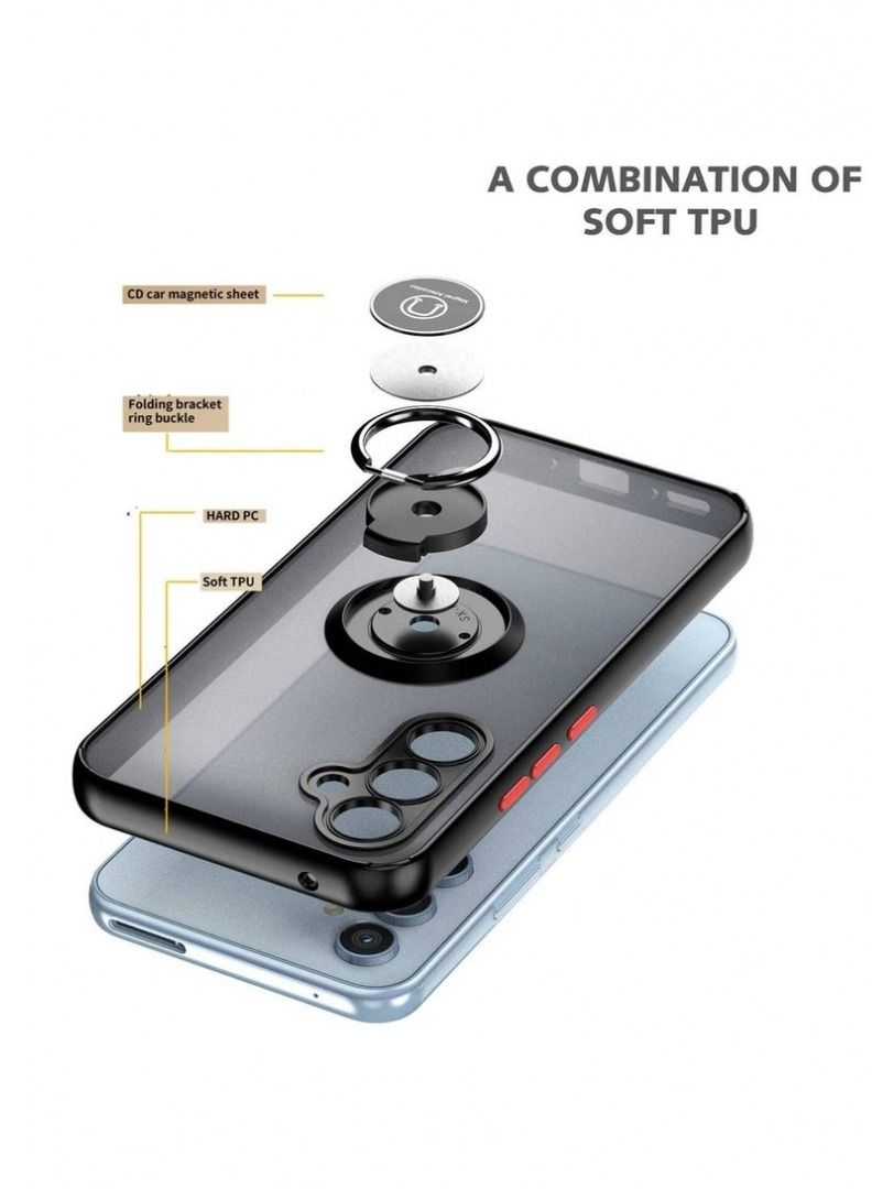 هيكسابيكس غطاء سامسونج جالاكسي A24 ، غطاء خلفي واقي بحلقة معدنية لغطاء سامسونج A24 أزرق - Image 2