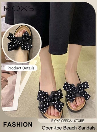 Women's Summer Slippers with Bowknot, Non-Slip Open-toe Beach Sandals, Classic Plain Sliders, Soft Comfortable Sandals for Indoor or Outdoor Use - pzsku/ZACA5E8FD0AB2742F207CZ/45/_/1737516545/80c3930b-0739-499e-935b-ed7743a45f02