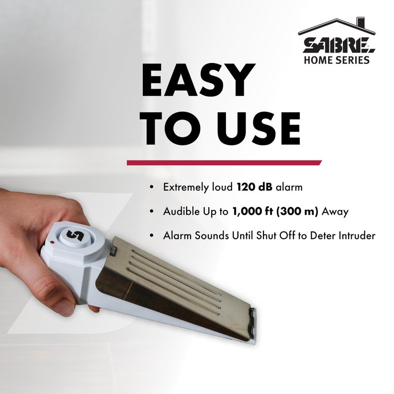 SABRE 120 dB Wedge Door Stop Security Alarm, Extremely Loud Wireless Alarm Siren Audible Up To 1,500 Ft., Non-Skid Pad, Compact Alarm Great for Home, Travel, Apartment or Dorm - Image 2