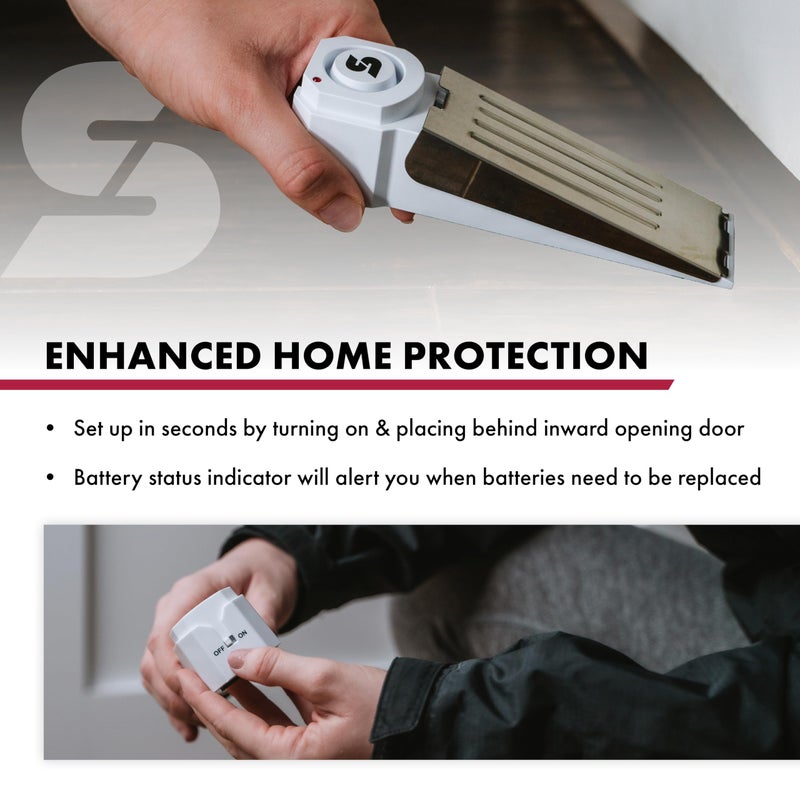 SABRE 120 dB Wedge Door Stop Security Alarm, Extremely Loud Wireless Alarm Siren Audible Up To 1,500 Ft., Non-Skid Pad, Compact Alarm Great for Home, Travel, Apartment or Dorm - Image 4