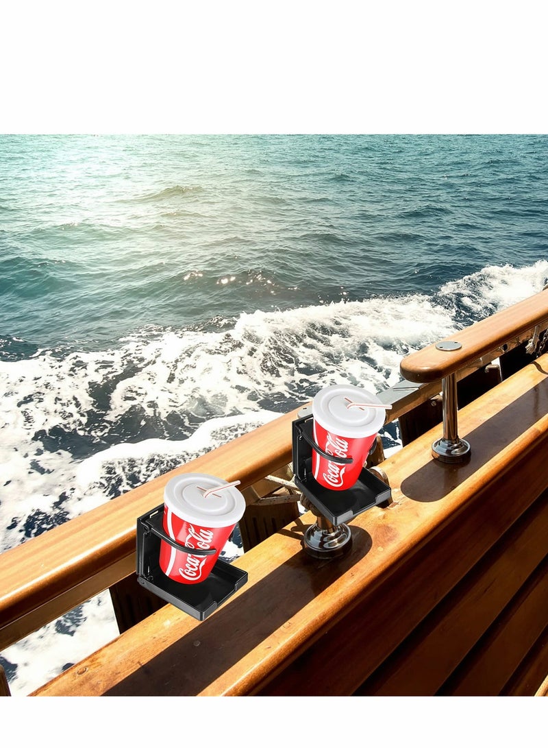 Excefore Boat Cup Holder, Drink Holder Folding Can Hold Mugs, Make Great Extra Cupholders for Cars, Trucks, RVs, Vans, Boats and Much More, Black - Image 4