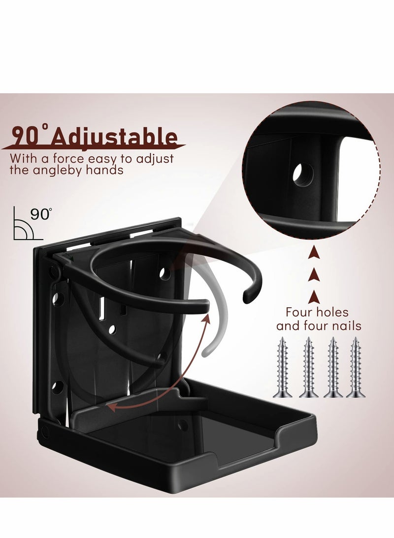 Excefore Boat Cup Holder, Drink Holder Folding Can Hold Mugs, Make Great Extra Cupholders for Cars, Trucks, RVs, Vans, Boats and Much More, Black - Image 2