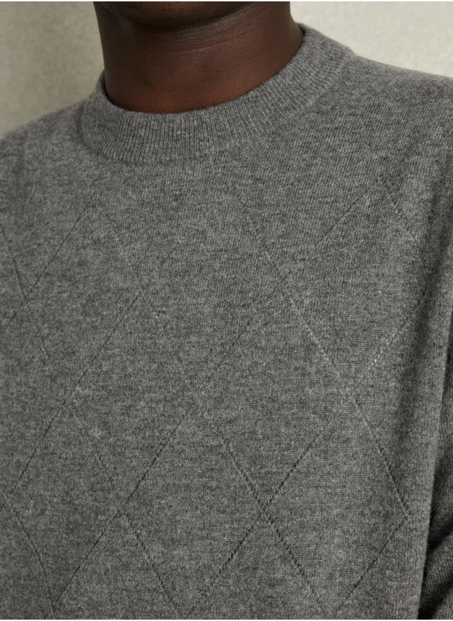 REISS Ls Argyle Crew Neck Jumper