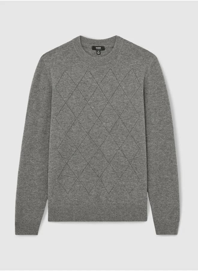 REISS Ls Argyle Crew Neck Jumper