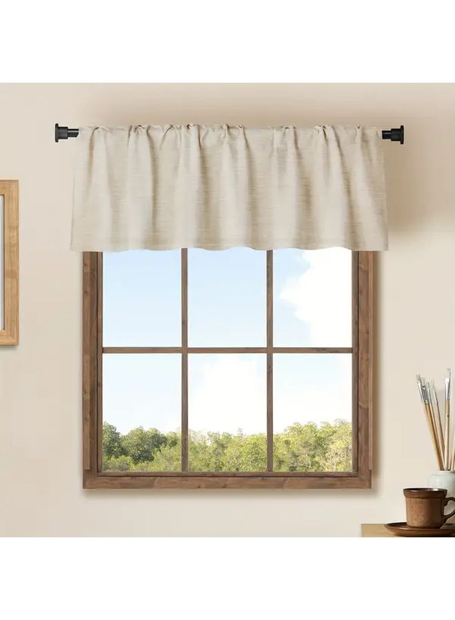 Brown Farmhouse Valance Lined Rod Pocket Cafe Curtain For Kitchen Bedroom Living Room - Image 1