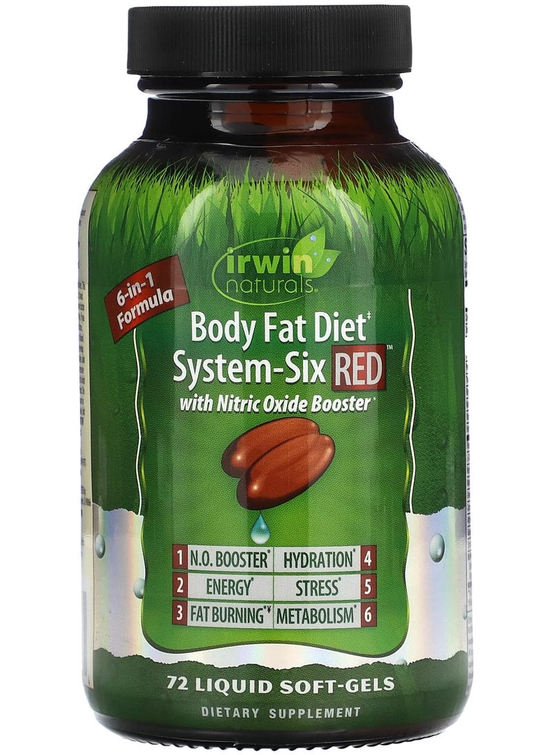 Irwin Naturals Body Fat Diet, System-Six Red, 72 Liquid Soft-Gels 