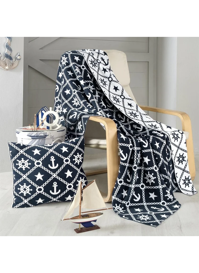 Miespiga Marine Pattern Knitwear Blanket Sofa Throw and Throw Pillow Cover Set