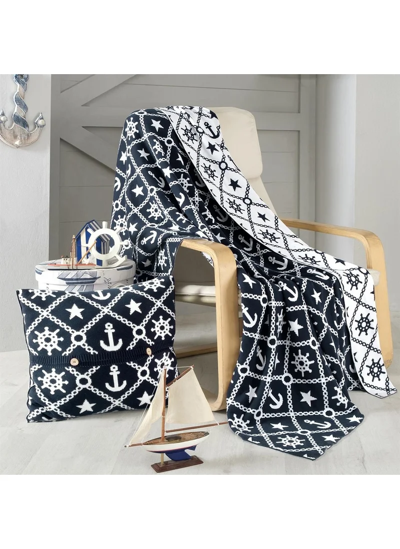 Miespiga Marine Pattern Knitwear Blanket Sofa Throw and Throw Pillow Cover Set