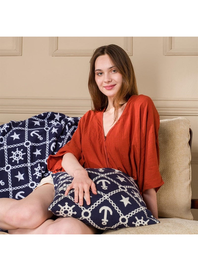 Miespiga Marine Pattern Knitwear Blanket Sofa Throw and Throw Pillow Cover Set  - Image 4