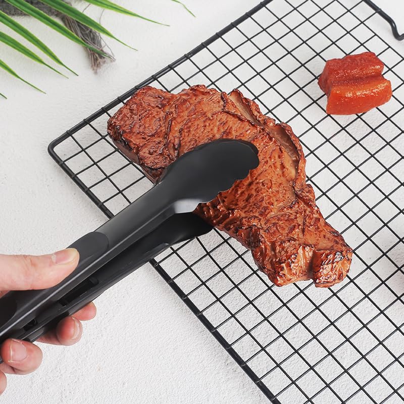 WHISKET | Bread Clips Multipurpose Stainless Steel Black Tongs for Cooking BBQ Serving Heat-Resistant Kitchen Utensils for Restaurants Picnics Serving Tongs (9 INCH) [Pack of 1] - Image 2