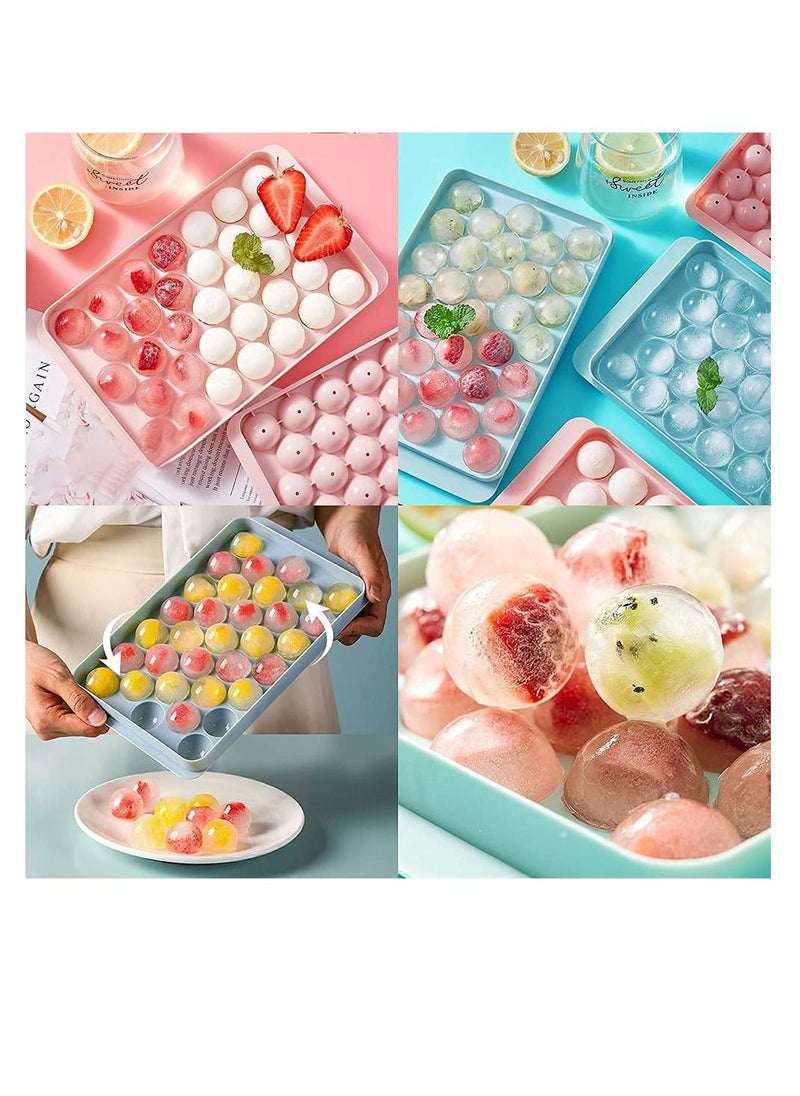 Excefore - Round Ice Cube Tray,Ice Ball Maker Mold for Freezer,Easy to release Mini Circle Tray Making 1 in X 66PCS Sphere Chilling Tea & Coffee (2 Sets, Blue) - Image 1