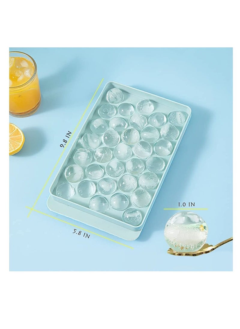 Excefore - Round Ice Cube Tray,Ice Ball Maker Mold for Freezer,Easy to release Mini Circle Tray Making 1 in X 66PCS Sphere Chilling Tea & Coffee (2 Sets, Blue) - Image 1