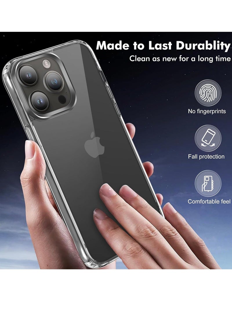 MUNTAQI iPhone 14 Pro Clear 5-in-1 Case – Non-Yellowing, Includes 2X Tempered Glass Screen Protectors & 2X Camera Lens Protectors, Shockproof with Air-Guard Corners - Image 2