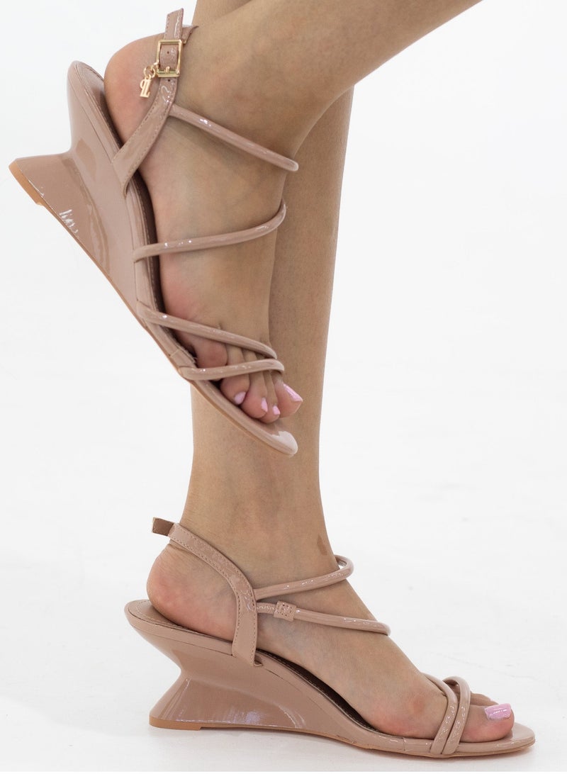 LAMARAPARIS Sting double band special 6.5cm wedge sandals nude - Image 1