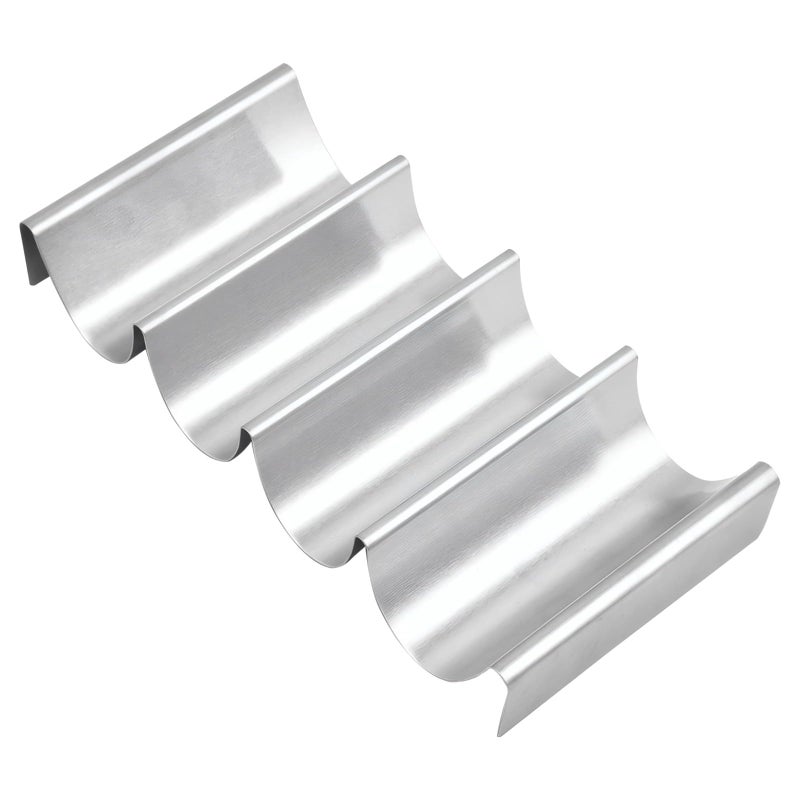 Stainless Steel Taco Holder With 4 Slots Serving Tray For Tacos Burritos Pancakes Hot Dogs - Image 2