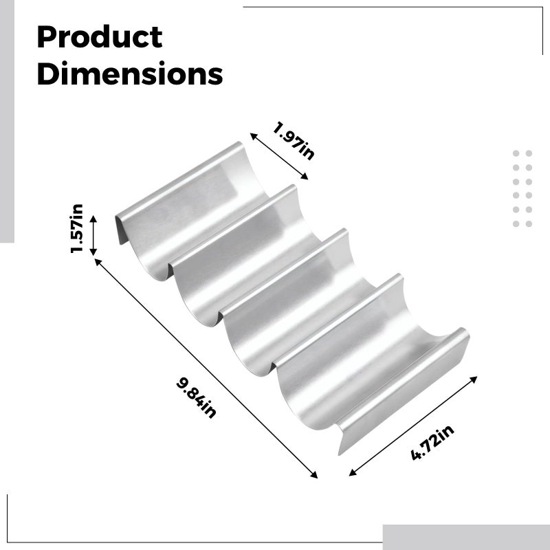 Stainless Steel Taco Holder With 4 Slots Serving Tray For Tacos Burritos Pancakes Hot Dogs - Image 5