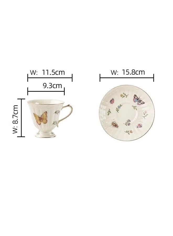 Ceramic Coffee Cup with Plate, Unique Hand-Painted Pattern, Coffee Mug Sets, Vintage Flower Pattern Porcelain Cup and Saucer Sets, Perfect for Espresso, Tea or Coffee Lovers,For Home，office or Special Occasion(1 Cup 1 Saucer) - Image 2