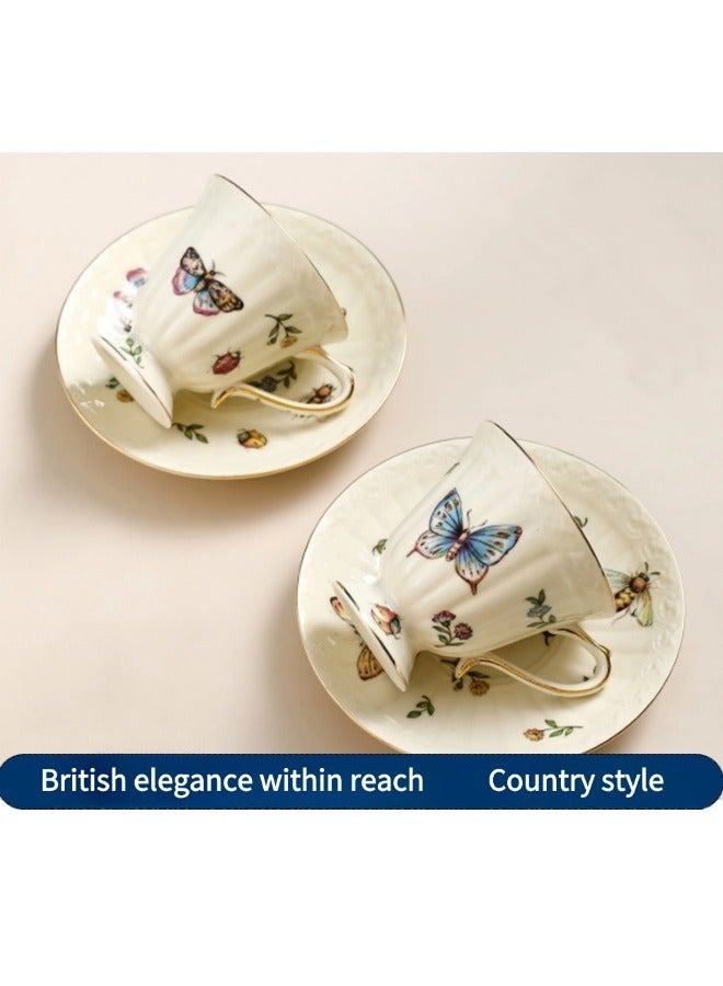Ceramic Coffee Cup with Plate, Unique Hand-Painted Pattern, Coffee Mug Sets, Vintage Flower Pattern Porcelain Cup and Saucer Sets, Perfect for Espresso, Tea or Coffee Lovers,For Home，office or Special Occasion(1 Cup 1 Saucer) - Image 5