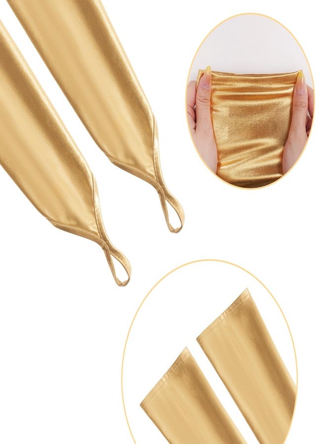 Tayfremn Metallic Gloves Women Costume Fingerless Gloves Halloween Girl Long Elastic Shiny Cosplay Party Accessories (Gold) - Image 4