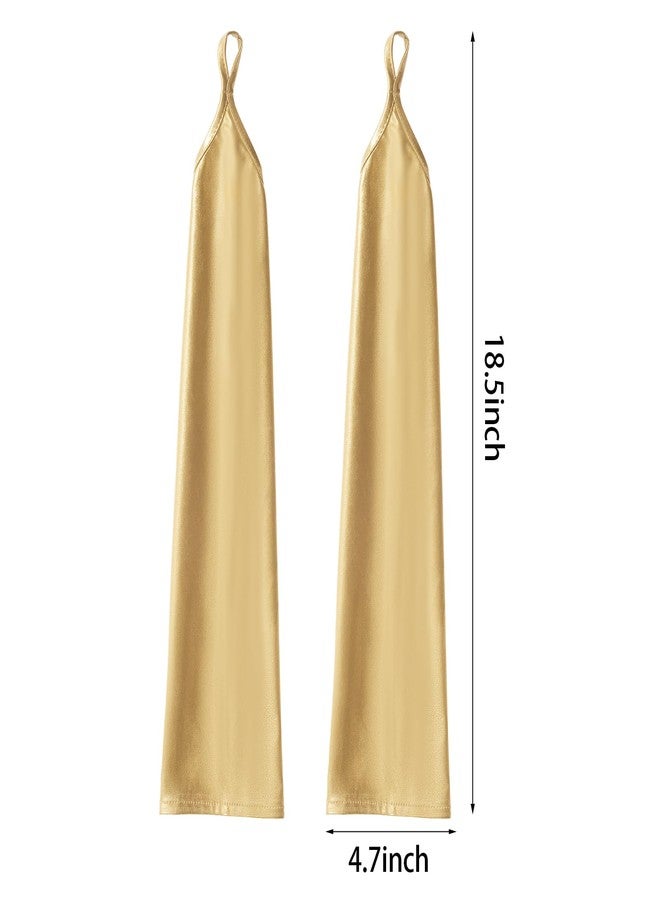 Tayfremn Metallic Gloves Women Costume Fingerless Gloves Halloween Girl Long Elastic Shiny Cosplay Party Accessories (Gold) - Image 3