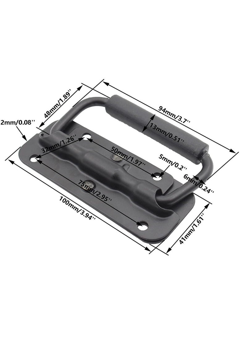 Spring Loaded Pull Handles, Surface Mount Chest Handle with Rubber Grip Handmade Chest Trunk Lifter Handle Pull Heavy Duty Hardware for Chests Trunks Crates Storage Boxes Thickened 2mm (2 Pack)  - Image 2