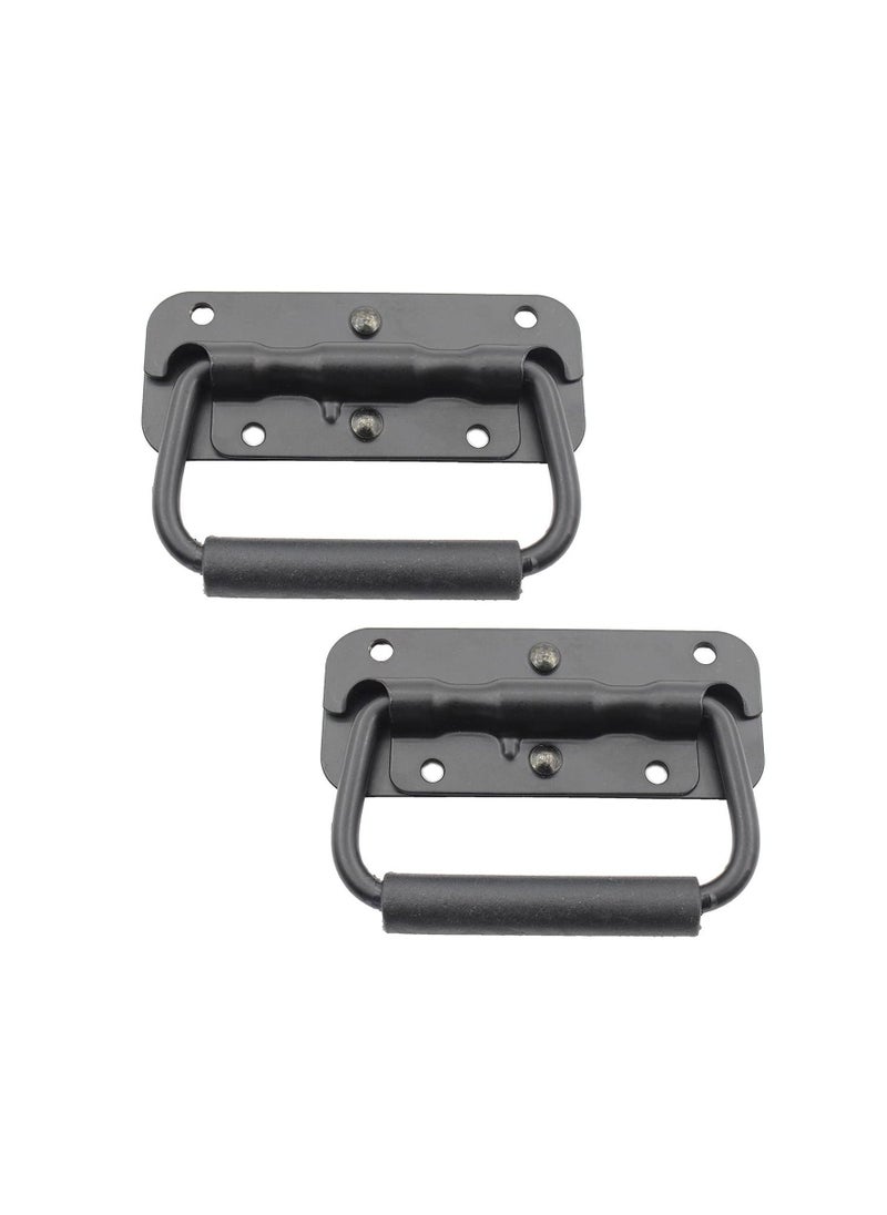 Spring Loaded Pull Handles, Surface Mount Chest Handle with Rubber Grip Handmade Chest Trunk Lifter Handle Pull Heavy Duty Hardware for Chests Trunks Crates Storage Boxes Thickened 2mm (2 Pack)  - Image 1