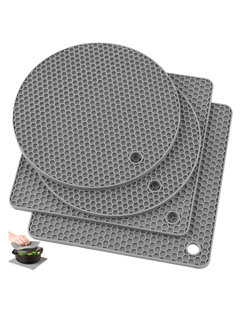 Oasisgalore 4 Pack Silicone Trivet Pot Mat Pot Holders for Hot Pan and Pot Pads，Heat Resistant Counter Mats for Tables  - Image 1