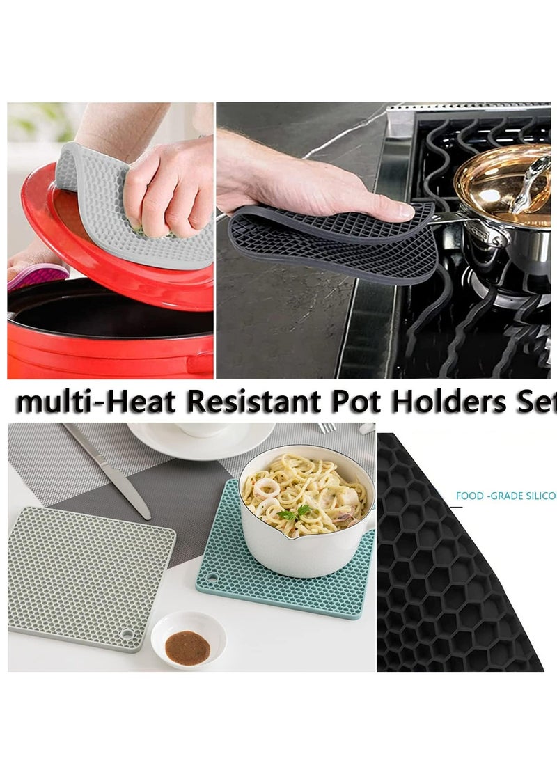 Oasisgalore 4 Pack Silicone Trivet Pot Mat Pot Holders for Hot Pan and Pot Pads，Heat Resistant Counter Mats for Tables  - Image 5