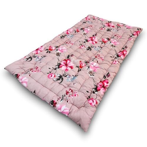 Deevine Craft Soft Cotton Quilt Foldable Mattress - 36x72 Inches 3D Maroon Floral Lightweight, Firm Single Gadda Portable for Picnic, 1 Sleeping Capacity Single Bed Mattress - Image 5