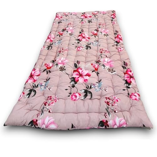 Deevine Craft Soft Cotton Quilt Foldable Mattress - 36x72 Inches 3D Maroon Floral Lightweight, Firm Single Gadda Portable for Picnic, 1 Sleeping Capacity Single Bed Mattress - Image 2