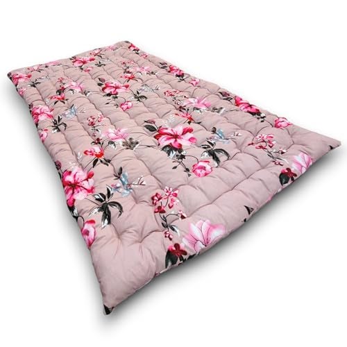 Deevine Craft Soft Cotton Quilt Foldable Mattress - 36x72 Inches 3D Maroon Floral Lightweight, Firm Single Gadda Portable for Picnic, 1 Sleeping Capacity Single Bed Mattress - Image 3