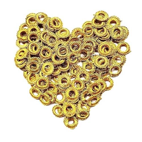 MKRM Embroidery Mirror Frames, 8mm Inner, 17mm Outer, Golden, Pack of 50 Frames and 50 Mirrors  - Image 1