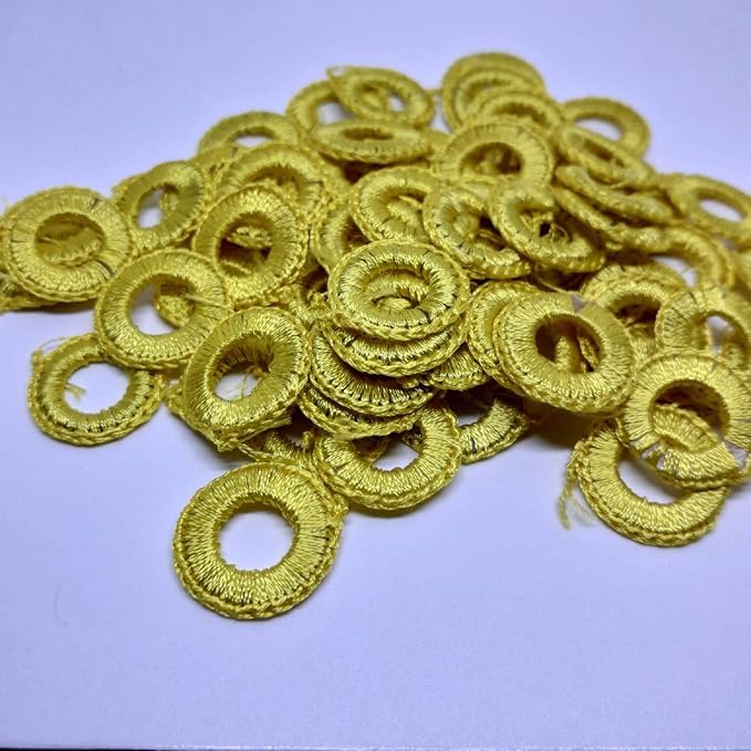 MKRM Embroidery Mirror Frames, 8mm Inner, 17mm Outer, Golden, Pack of 50 Frames and 50 Mirrors  - Image 2