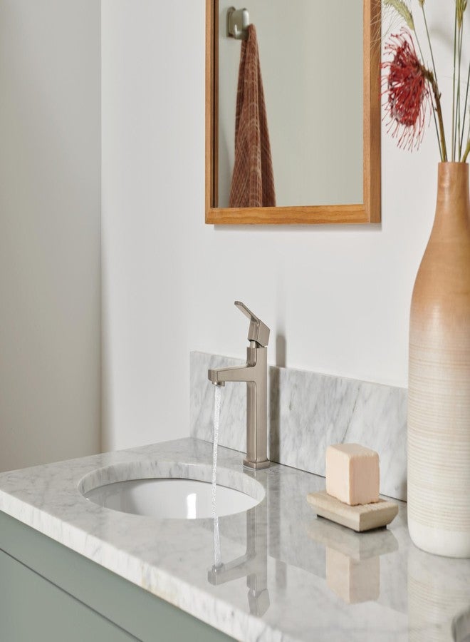 Peerless Ezra Single Hole Bathroom Faucet, Brushed Nickel Bathroom Sink Faucet, Single Handle Bathroom Faucet, Bath Faucet, Metal Push Pop-Up Drain Assembly, Brushed Nickel P1571LF-BN-M - Image 2