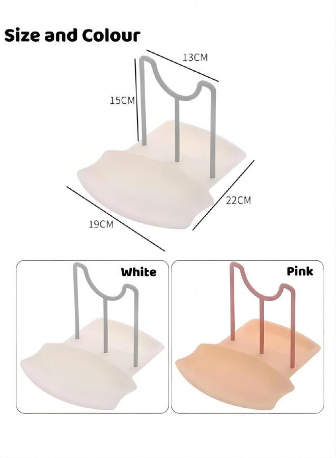2PCS Lid and Spoon Rack,Stand Rest Pan Pot Cover Holder with Removable Holder for Home Kitchen and Restaurant Tools White  - Image 3