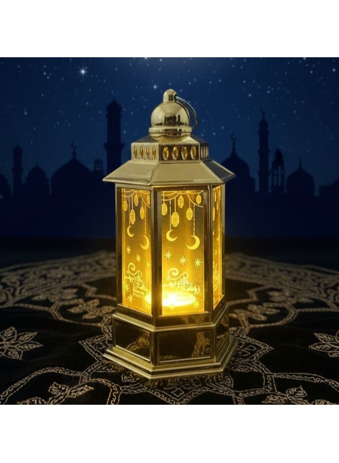 فانوس رمضان المضئ بعليقه  الفانوس الذهبي المزخرف ديكور فاخر للاحتفال مقاس 5*6 سم عدد 2 - Image 3