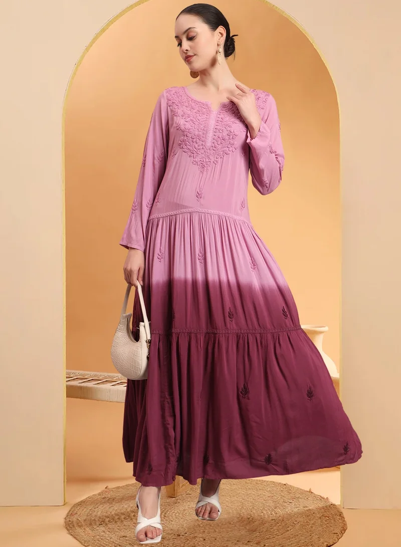 Alaya Hand Embroidered Chikankari Modal Ombre Jalabiya-AL4047