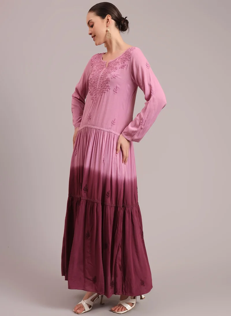 Alaya Hand Embroidered Chikankari Modal Ombre Jalabiya-AL4047