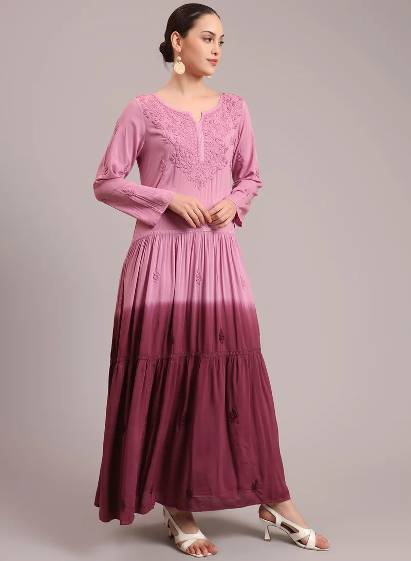 Alaya Hand Embroidered Chikankari Modal Ombre Jalabiya-AL4047