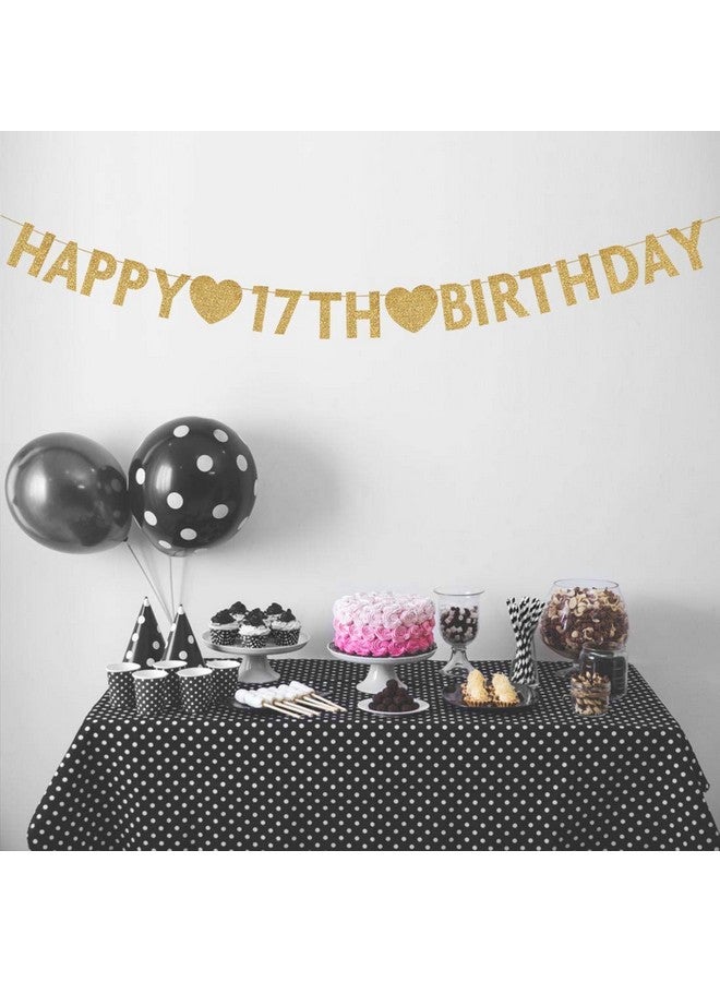 MAGJUCHE Gold Happy 17th Birthday Banner, Glitter 17 Years Old Boy or Girl Party Decorations, Supplies - Image 3