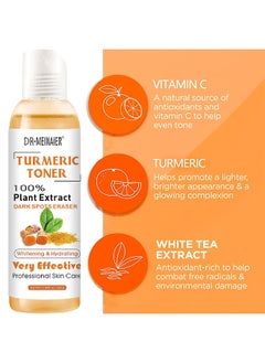 DR.MEINAIER Turmeric Toner, 100% Plant Extract Dark Spot Eraser Toner, Facial Toner For Acne Prone Skin, Whitening And Hydrating And Blemish Removing Facial Moisturizer For Women, Moisturizing Toner For Face Skin  - Image 4