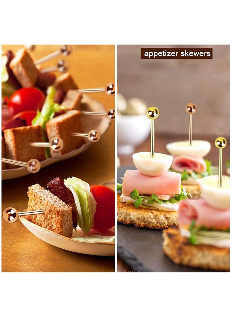 Cocktail Picks, 12 Pcs Reusable Stainless Steel Cocktail Garnish Toothpicks Set for Drinks Fancy Drinks for Party Decoration Appetizers Fruit(4.3 Inches)  - Image 3