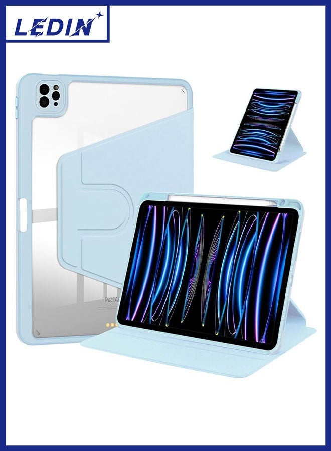LEDIN Rotating Case for iPad Pro 12.9-Inch (2022), with Pencil Holder,360 Degree Rotation Protective Stand Slim Cover Clear Back, Auto Wake/Sleep (iPad Pro 12.9) - Image 1