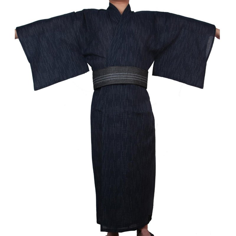 thefancypumpkin Jinbei Men's Japanese Yukata Japanese Kimono Home Robe Pajamas Dressing Gown#09[Size L] - Image 3