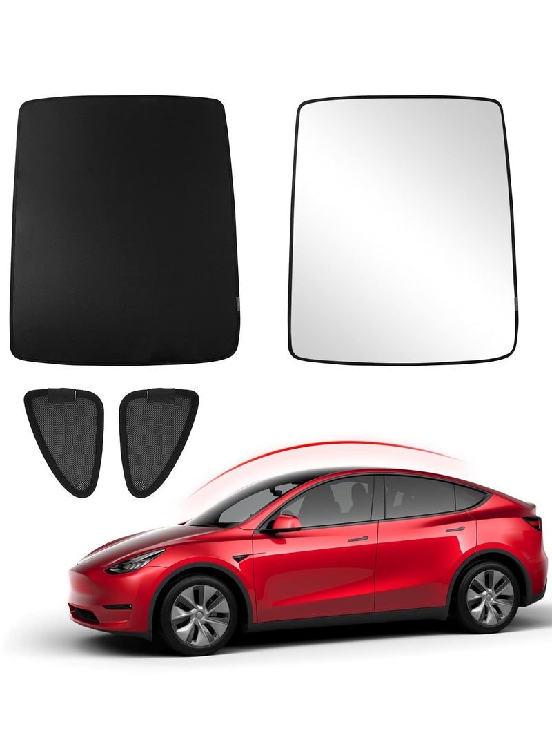 Generic Double Foldable UV Protection Sunshade Visor for Tesla Model Y 2020-2022 Auto Glass Roof and Sunroof Accessories  - Image 1