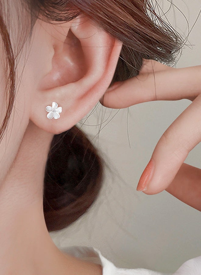 Solid 925 Sterling Silver Flower Stud Earrings for Women Teens - Hypoallergenic Plumeria Floral Earrings - Image 5