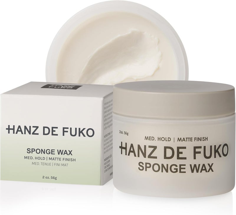 hanz de fuko Sponge-Wax – Premium Men’s Hair Styling Wax with Medium Hold & Semi-Matte Finish – 2oz - Image 1